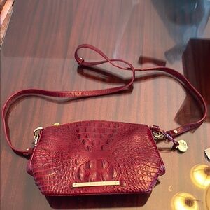 Vintage Brahmin Red Crocodile Embossed Leather Crossbody Bag